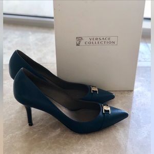 AUTHENTIC Versace Collection Blue Medusa Heels